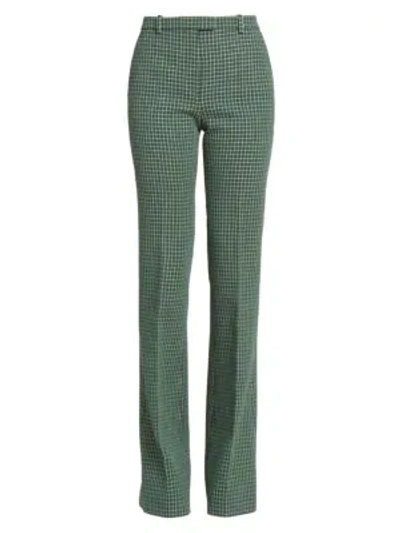 Shop Givenchy Women's Structured Plaid Wool Bootcut Pants In Green