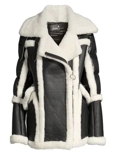 Shop Nicole Benisti Montaigne Shearling Puffer Coat In Black White
