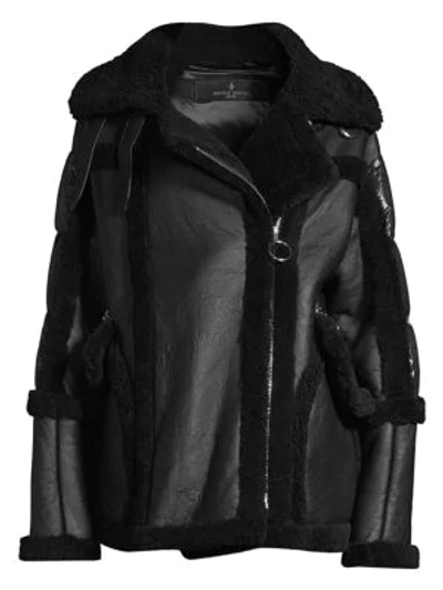 Shop Nicole Benisti Montaigne Shearling Puffer Coat In Black