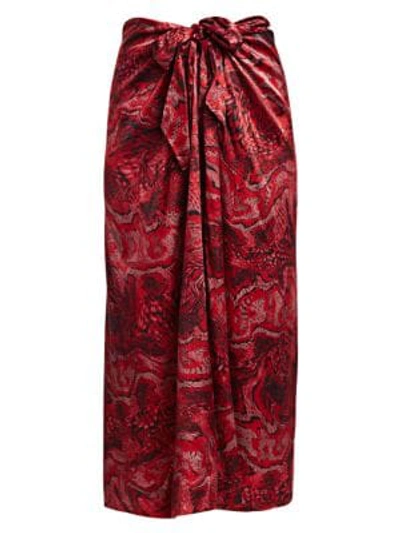 Shop Ganni Silk Stretch Long Skirt In Samba