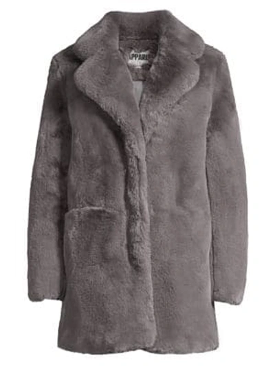 Shop Apparis Sophie Faux Fur Coat In Carbon
