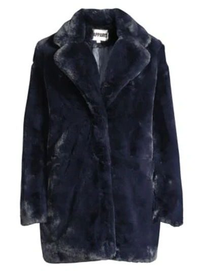 Shop Apparis Sophie Faux Fur Coat In Navy