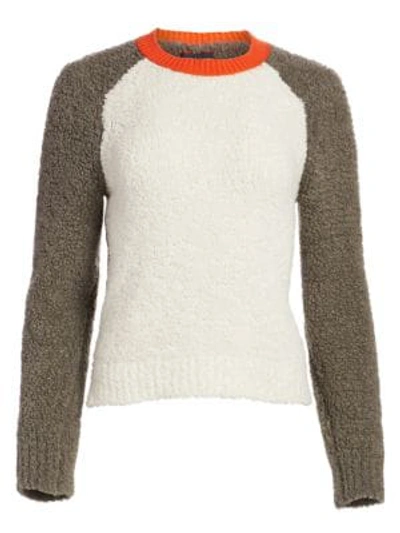 Shop Rag & Bone Davis Wool-blend Teddy Sweater In Army