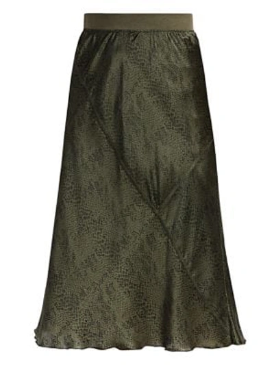 Shop Atm Anthony Thomas Melillo Snake-print Silk Midi Skirt In Jungle Camo