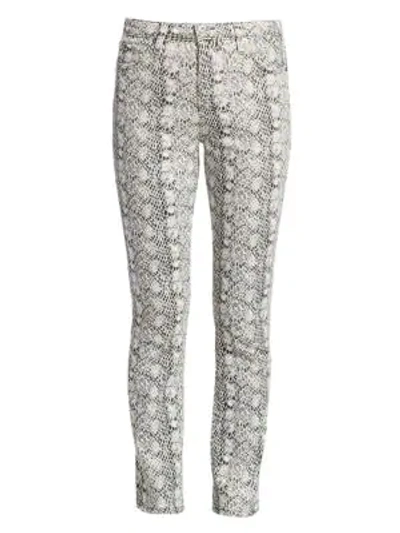 Shop Ag Mari Snakeskin High-rise Straight Jeans In Ivory Dust Dark Algae