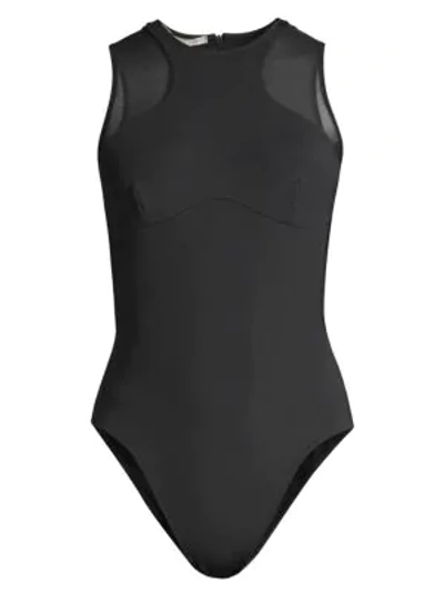 Shop Stella Mccartney Graphic Scuba One-piece Swimsuit In Black