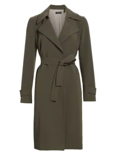 Shop Theory Oaklane Trench Coat In Green Slate