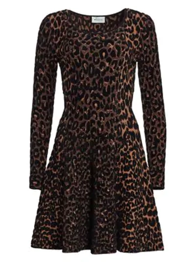 Shop Milly Textured Cheetah Print Fit & Flare Dress In Natural Multi