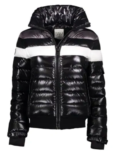 Shop Sam Starburst Single Stripe Down Nylon Puffer Jacket In Jet