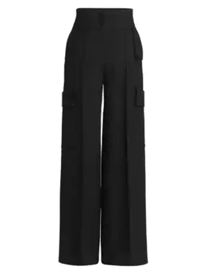 Shop Stella Mccartney Wide-leg Wool Cargo Pants In Black