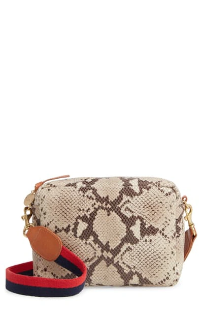 Clare V. Midi Sac Snakeskin Embossed Leather Crossbody Bag