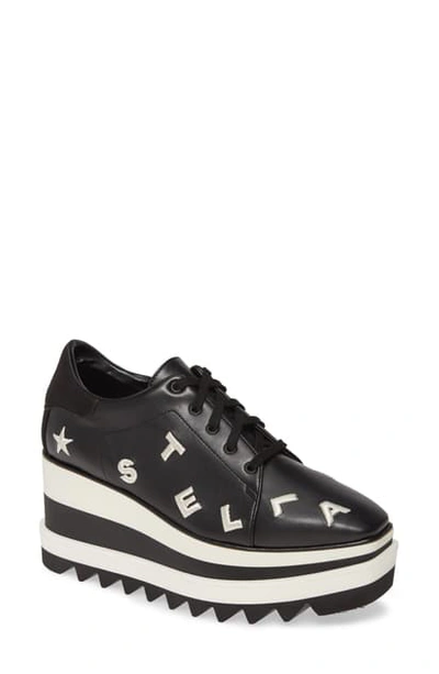 Shop Stella Mccartney Sneak Elyse Logo Platform Sneaker In Black/ Silver