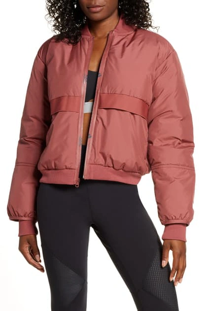 Shop Adidas By Stella Mccartney Padded Bomber Jacket In Clay Red-smc