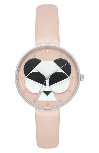 Shop Kate Spade Metro Critter Leather Strap Watch, 36mm In Blush/ Silver