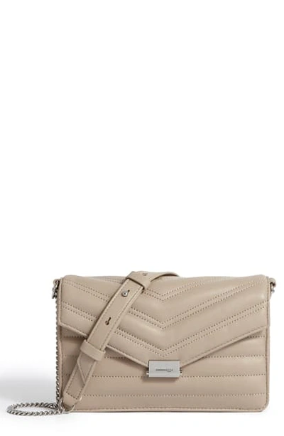 Shop Allsaints Small Justine Quilted Leather Crossbody Bag In Sandstone