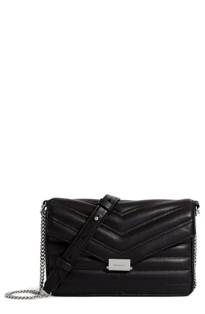 Shop Allsaints Small Justine Quilted Leather Crossbody Bag In Black
