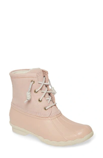 Shop Sperry Saltwater Rain Boot In Blush Leather