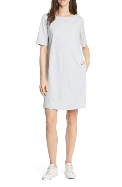 Shop Eileen Fisher Organic Cotton Blend Shift Dress In Pearl