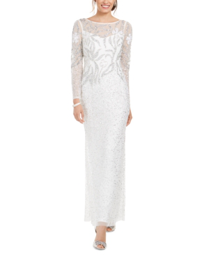 adrianna papell embellished illusion gown