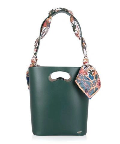 Shop Liberty London Sophia Leather Bucket Bag In Green