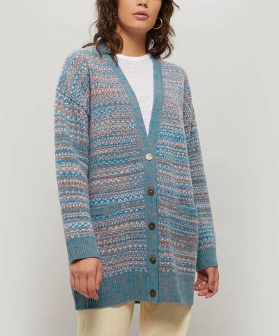 Shop Loewe Anagram-embroidered Wool Cardigan In Blue