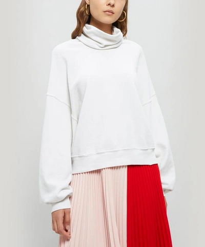 Shop Agolde Balloon Sleeve Turtleneck Sweater In Plaster Cream