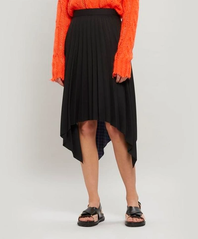 Shop Acne Studios Islie Asymmetric Pleated Skirt In Black
