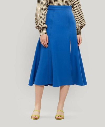 Shop Stine Goya Jada Flare Printed Midi-skirt In Blue