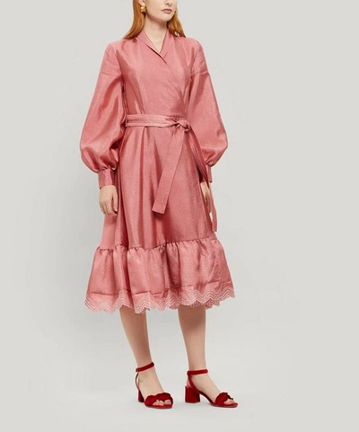 Stine Goya Embroidered Wrap-dress Pink | ModeSens