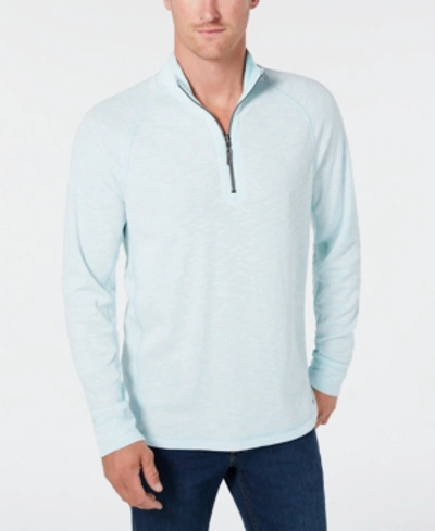 Shop Tommy Bahama Men's Barrier Beach Reversible Quarter-zip Thermal Sweatshirt In Hummingbird Blue