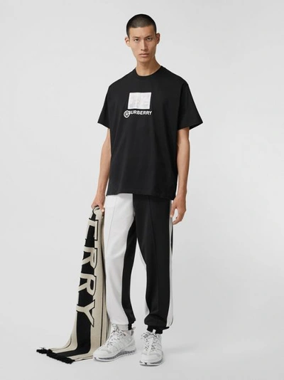 Shop Burberry Montage Print Cotton Oversized T-shirt In Black