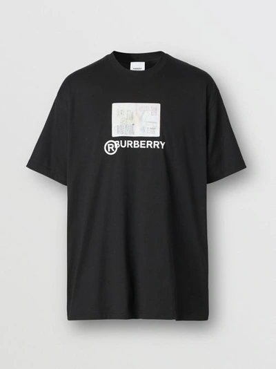 Shop Burberry Montage Print Cotton Oversized T-shirt In Black