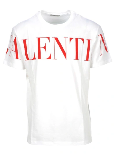 Shop Valentino Logo Print T-shirt In Bianco + Red