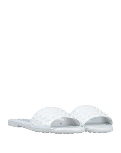 Shop Tod's Woman Sandals White Size 5.5 Soft Leather, Textile Fibers