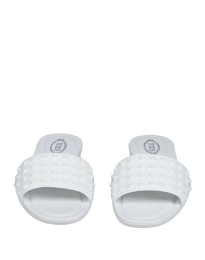 Shop Tod's Woman Sandals White Size 5.5 Soft Leather, Textile Fibers