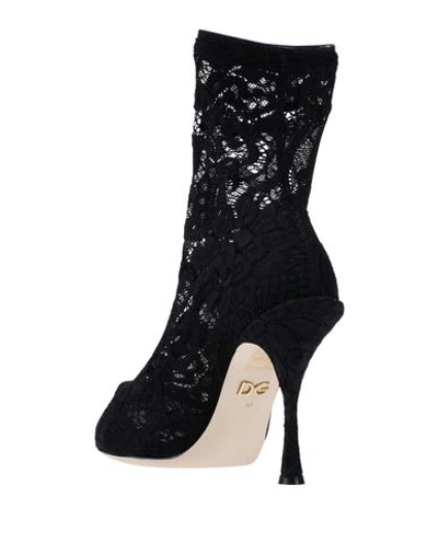 Dolce & Gabbana Black Ankle Boot In Stretch Lace And Gros Grain In Black