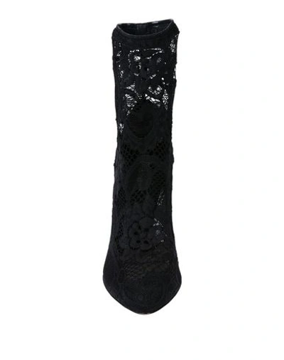 Dolce & Gabbana Black Ankle Boot In Stretch Lace And Gros Grain In Black