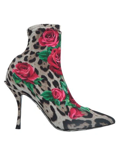 Shop Dolce & Gabbana Woman Ankle Boots Beige Size 6 Textile Fibers