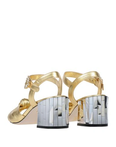 Dolce & Gabbana Crystal-embellished Metallic Leather Sandals In Gold