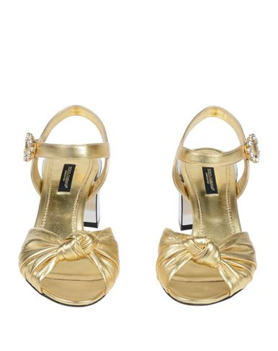 Dolce & Gabbana Crystal-embellished Metallic Leather Sandals In Gold
