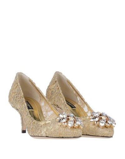 Dolce & Gabbana Rainbow Lace 60mm Brooch-detail Pumps In Gold