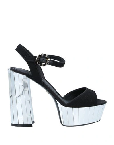 Shop Dolce & Gabbana Woman Sandals Black Size 7.5 Silk, Calfskin