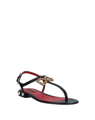 Shop Dolce & Gabbana Woman Thong Sandal Black Size 6 Calfskin