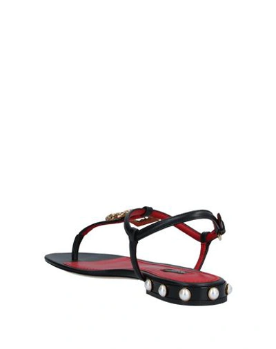 Shop Dolce & Gabbana Woman Thong Sandal Black Size 6 Calfskin