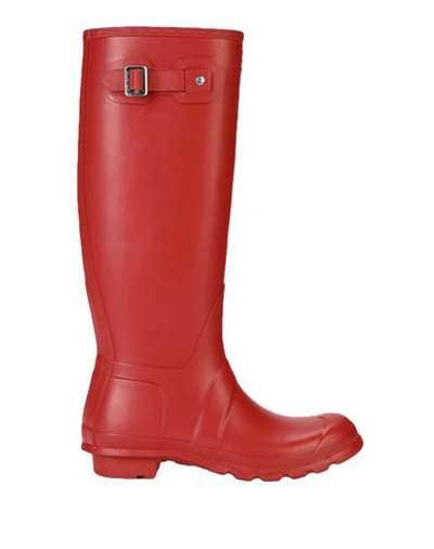 Shop Hunter Knee Boots In Brick Red