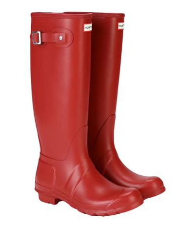Shop Hunter Knee Boots In Brick Red