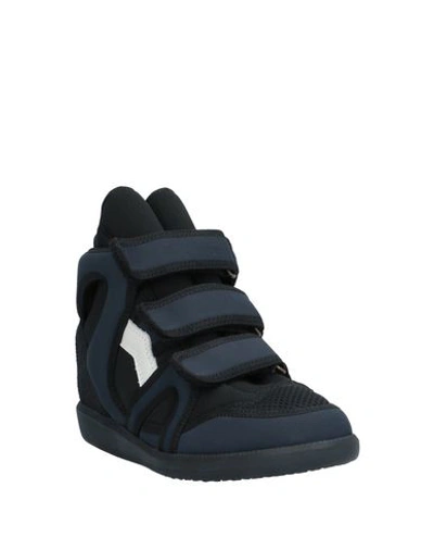 Shop Isabel Marant Woman Sneakers Midnight Blue Size 6 Calfskin, Polyamide, Elastane
