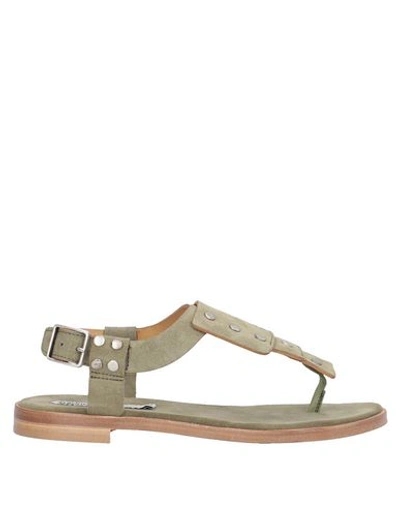 Shop Alberto Fermani Toe Strap Sandals In Military Green