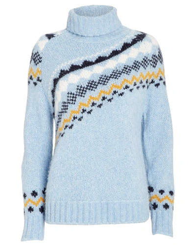 Shop Derek Lam 10 Crosby Fair Isle Turtleneck Sweater In Blue-lt