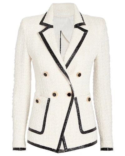 Shop Veronica Beard Cato Double Breasted Tweed Blazer In Ivory